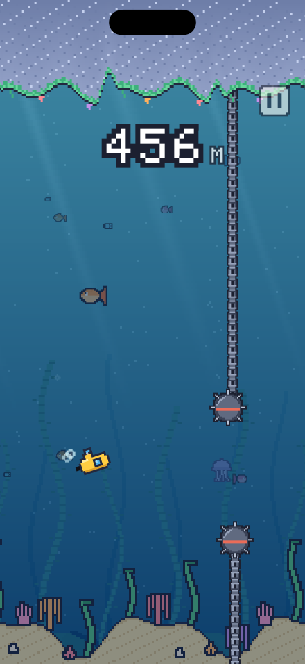 The minefield: spiked contact mines swinging on long chains from the cave roof.